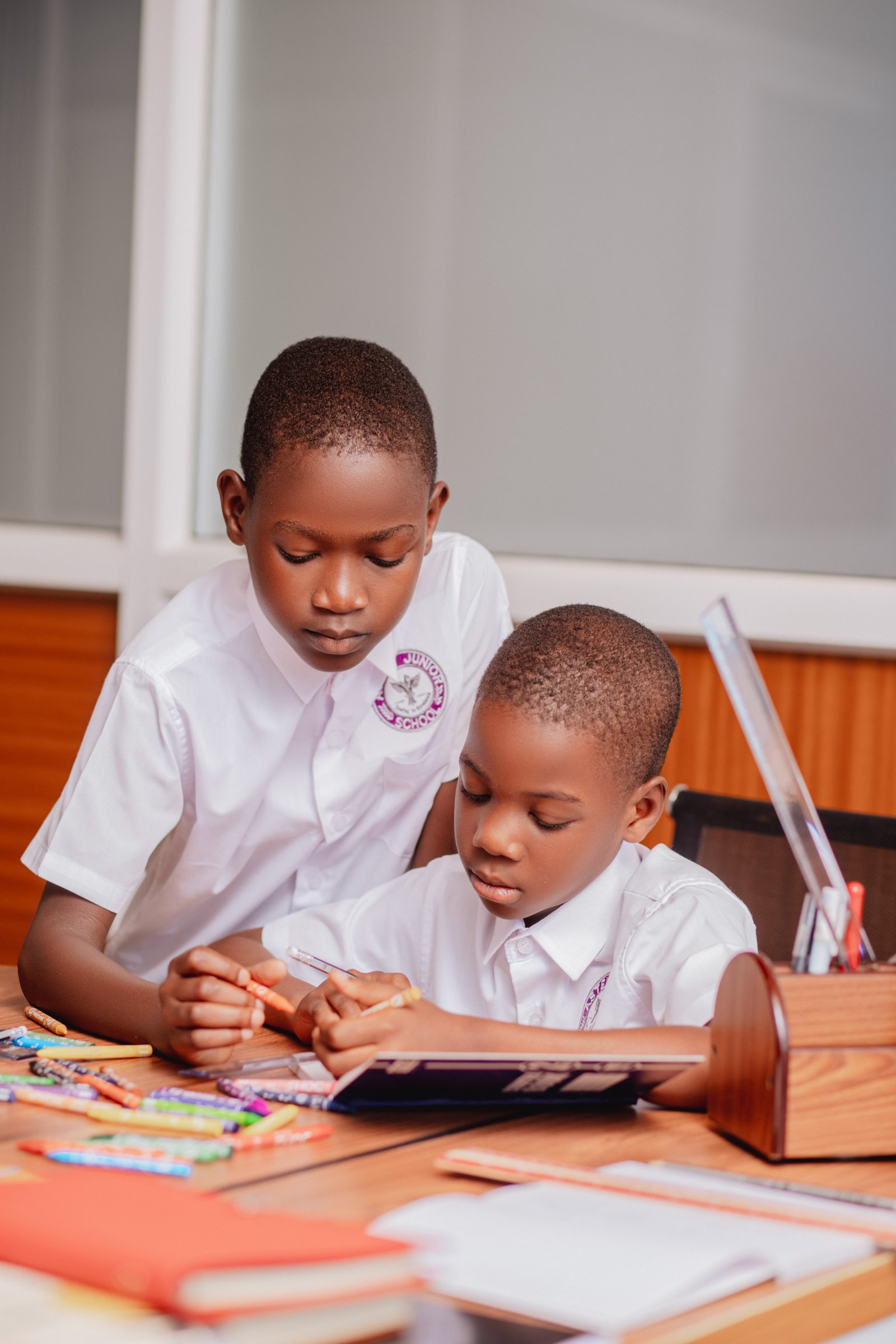 Astel Junior School pupils in class